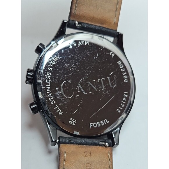 Fossil BQ2360 Fenmore Flynn Neutra Chronograph Black Leather Watch New Battery - Picture 12 of 12